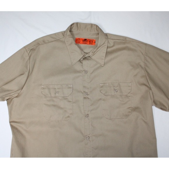 Red Kap Men's Tan Khaki Button Up Long Sleeve Workwear Industrial Shirt XXL/2XL - Picture 3 of 10
